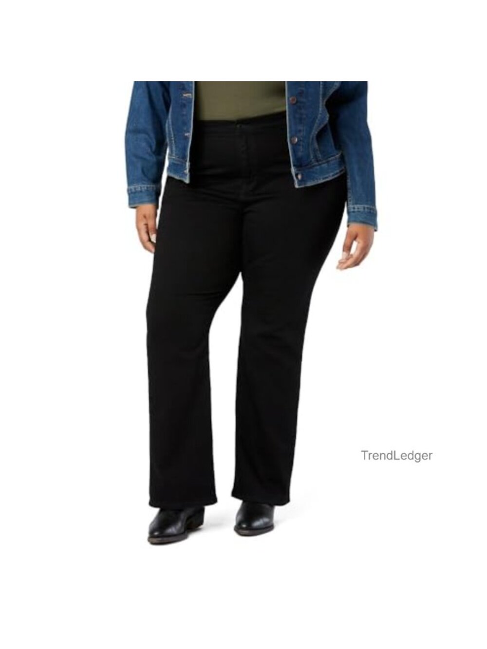 Mid Rise Bootcut Stretch Denim Jeans Slim Hip Thigh Flat Front